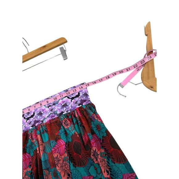 Maagi Bright Floral Mesh Maxi Skirt Tiered Swim Cover Up Beach Womens Medium - Picture 3 of 7